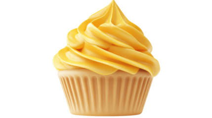Whipped yellow cream on transparent background