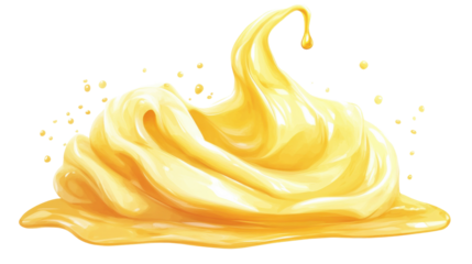 Whipped yellow cream on transparent background