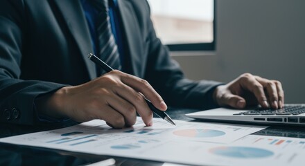 Businessman Analyzing Financial Data