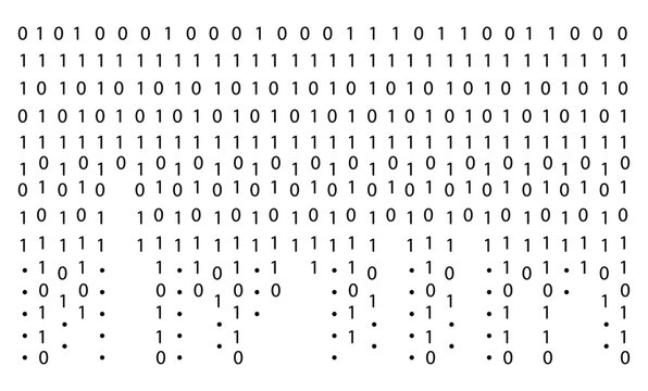 Binary code background falling streaming on white
