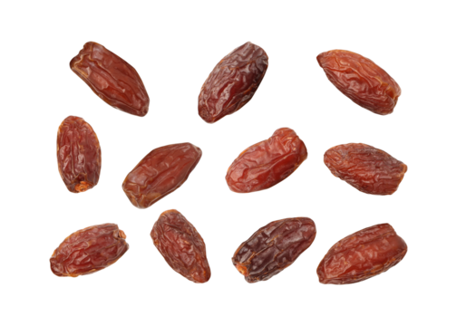 Sweet fresh medjool dates isolated on transparent background