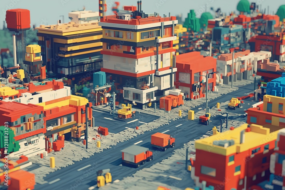 Poster Blocky city environments built algorithmically
