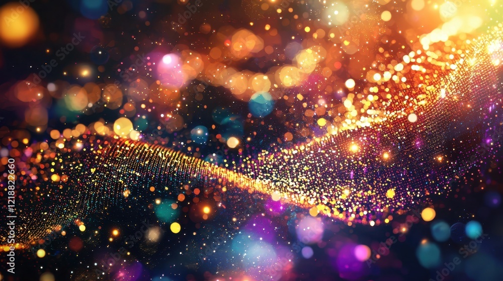 Poster bright and colorful lights dance and shimmer against a dark backdrop, creating a stunning abstract v