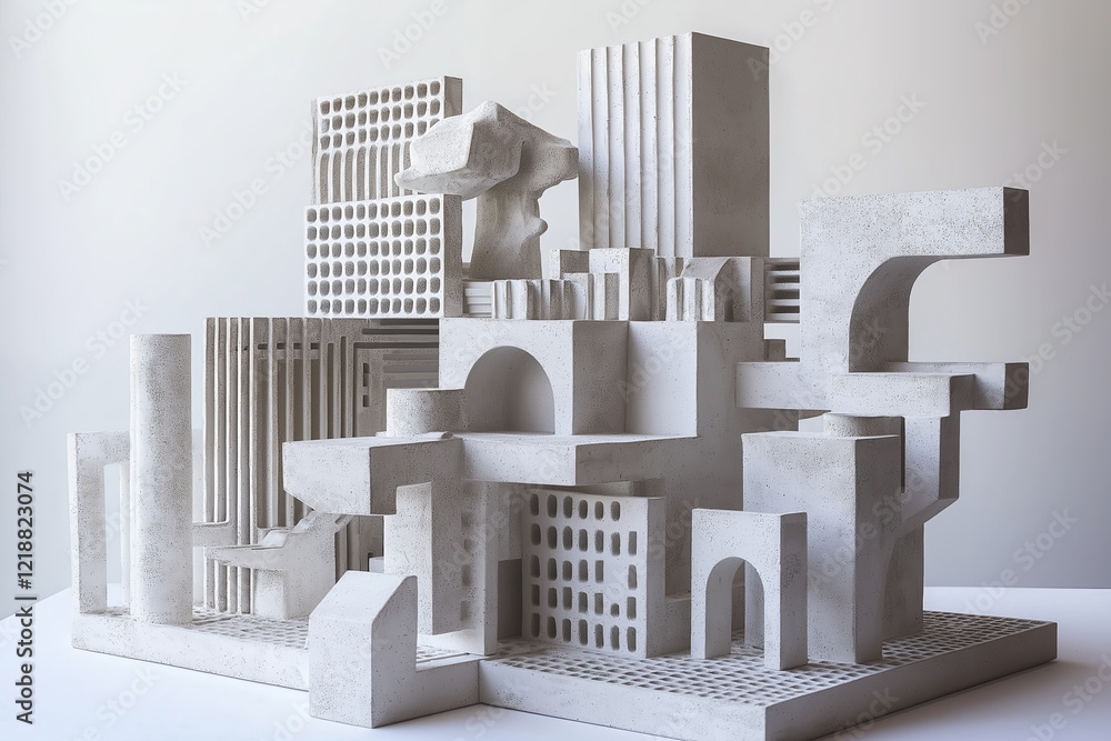 Poster Complex 3D-like cubes and forms in perspective