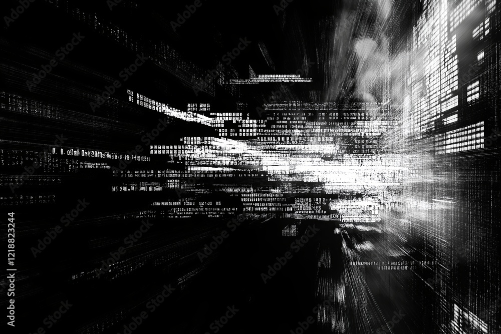 Aufkleber Distorted text generated from noise data.
