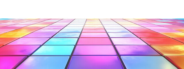 Colorful disco dance floor tiles create vibrant atmosphere, perfect for parties and celebrations. glossy surface reflects light, enhancing lively mood