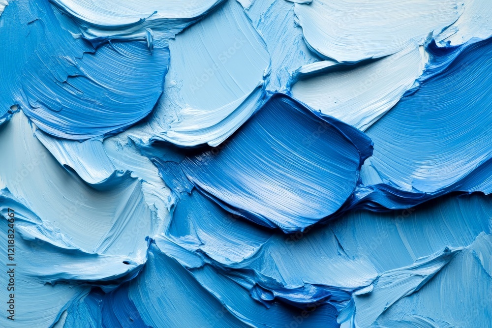 Poster various shades of blue paint creating texture on a canvas surface demonstrating artistic expression 