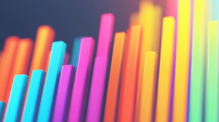 A vibrant array of colorful vertical bars, creating a dynamic visual display reminiscent of sound waves or data representation.