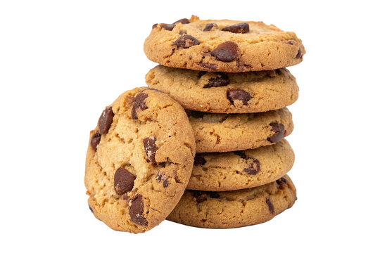 Chocolate chip cookies stack isolated on transparent background png - Powered by Adobe