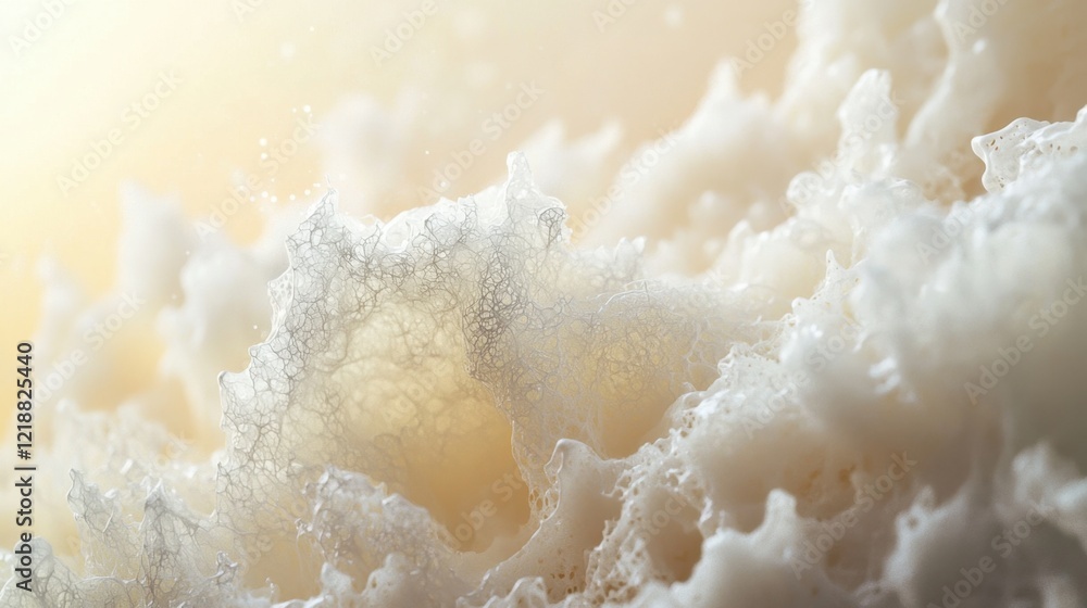 Poster this close-up view reveals a mesmerizing foamy texture that resembles delicate waves, blending cream