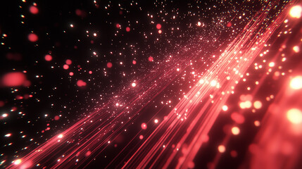Fototapeta premium Light Data Streams. An abstract depiction of light beams or streams spreading across space, creating the effect of data transmission