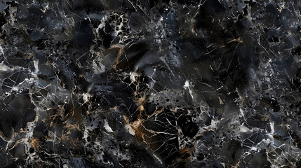 Black marble natural pattern, abstract black and white design, generative ai