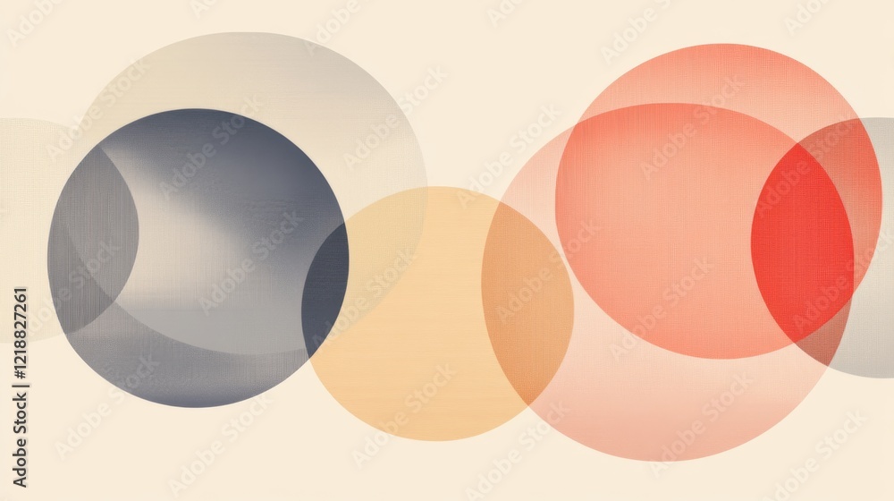 Poster abstract overlapping circles in muted colors.
