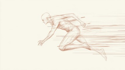 Abstract sketch of a running man, depicting speed and motion.