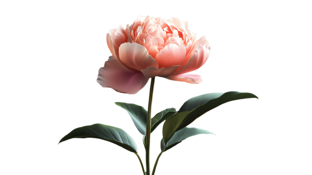 Pink peony bud close up on transparent background. Clip art png  for cards and greetings on spring day, international women's day, mother's day for backdrops and wallpapers 