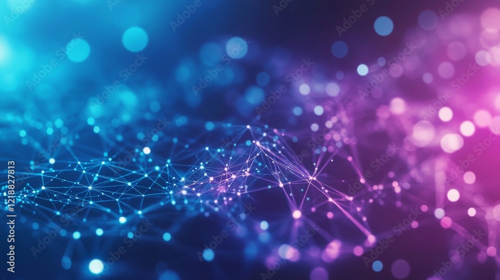 Poster blue and purple futuristic technology background with glowing circuit lines and digital connections,
