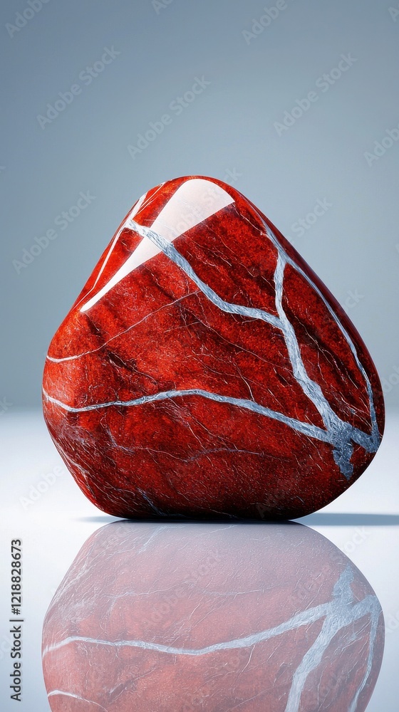Poster garnet gemstone reflection studio setting luxurious environment close-up view rich textures
