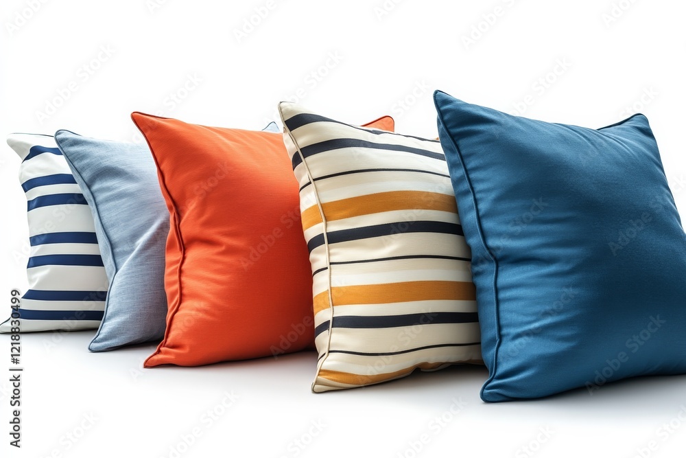 Aufkleber decorative pillows in different colors and patterns arranged on a white surface
