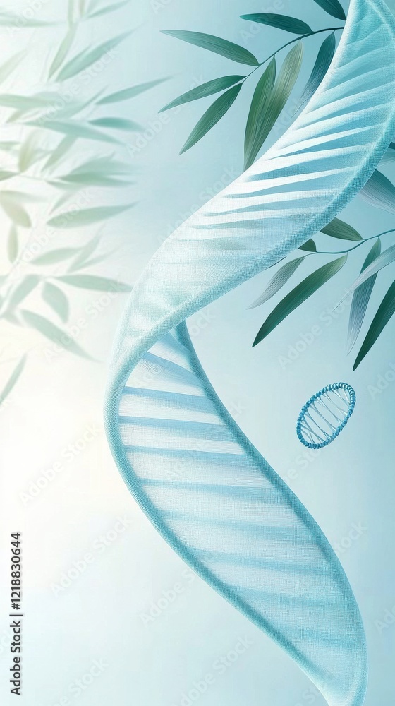 Poster elegant dna helix design professional science background soft gradient blue and white subtle nature 