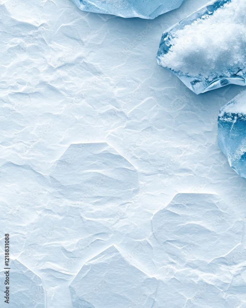 Poster modern professional background with light blue hexagonal patterns and ice textures for digital desig