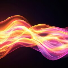 Futuristic light trails intertwining abstract design digital art clean background bold viewpoint radiant waves