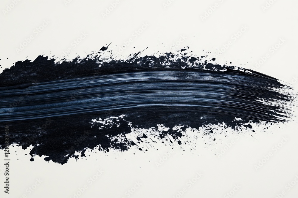 Poster dark blue paint stroke on a light background showcasing artistic texture and movement in abstract de