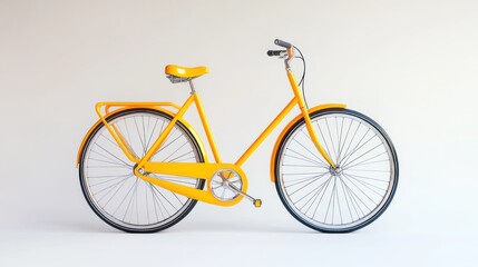 Fototapeta premium Yellow bicycle studio shot, white background, leisure activity (1)