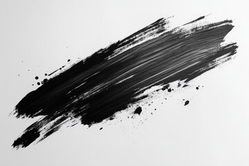 Black brushstroke on white canvas showcasing the artistry of abstract painting techniques in a minimalist setting