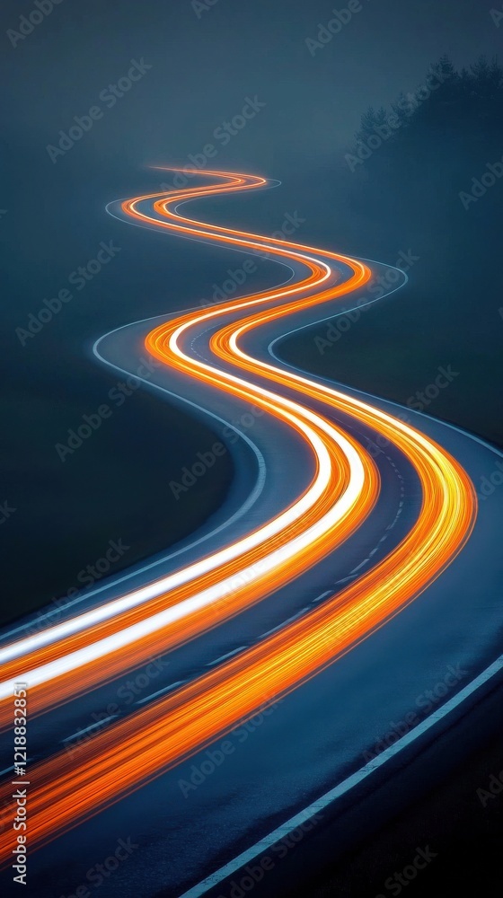 Poster flowing light streaks create wavy patterns on dark background abstract art dynamic motion -contrast