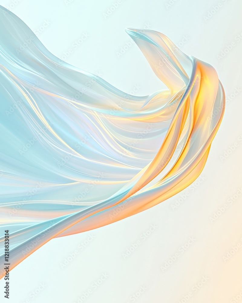 Poster ethereal soft pastel light trails creating dreamy swirls on white gradient background abstract art d