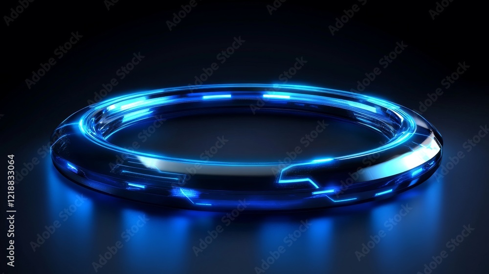 Poster blue futuristic networking technology concept with digital data flow, abstract circuitry, and advanc