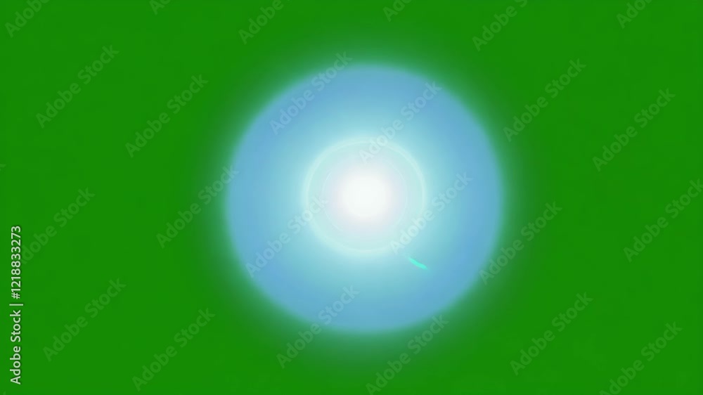 Aufkleber a luminous shape pulsating between various sizes and hues. green screen chromakey.