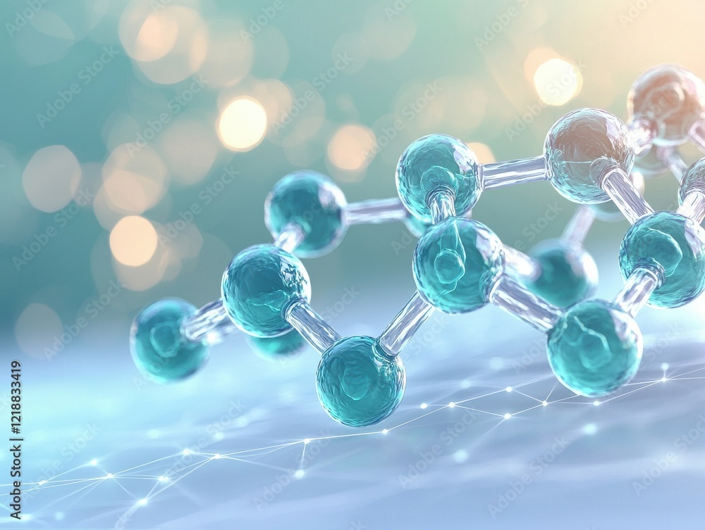 Poster innovative molecular structure analysis in light teal soft white gradient science visuals profession
