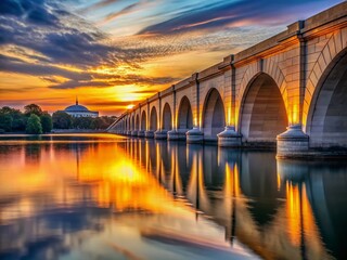 Arlington Memorial Bridge Potomac River Sunset Architectural Photography