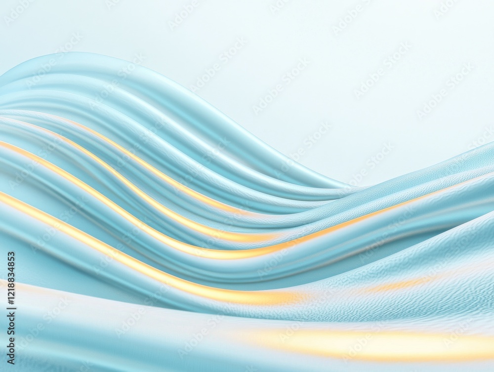 Poster dynamic smooth glowing pastel light waves soft waves on white background serene abstract art calm en
