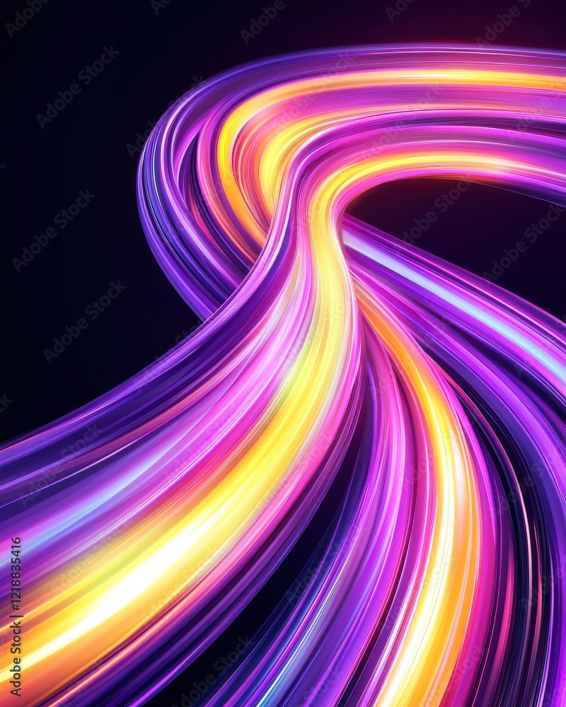 Poster vibrant light trails creating artistic loops and curves abstract background graphic design digital a