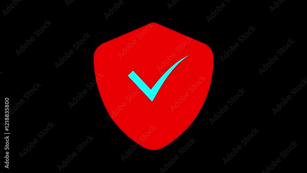 Poster check mark with shield icon animation. shield with checkmark, checkmark, verified icon, animated ico