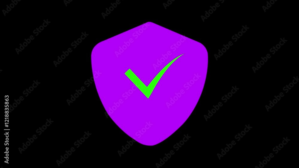 Poster check mark with shield icon animation. shield with checkmark, checkmark, verified icon, animated ico