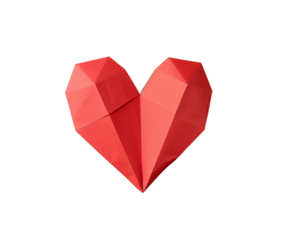 Paper heart isolated on white or transparent background