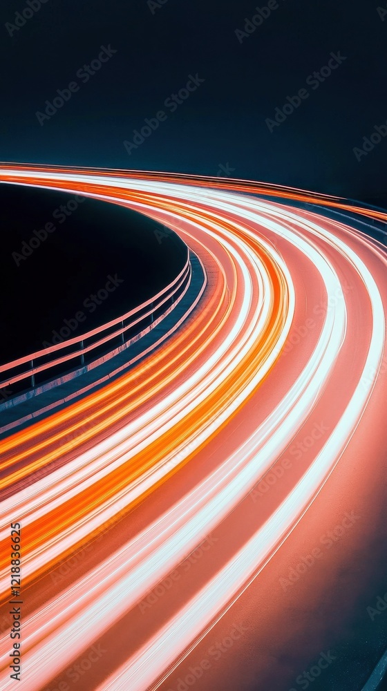 Poster dynamic light trails creating wave patterns on dark background urban environment abstract art imager