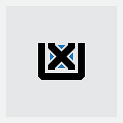 UX - logotype with arrows. Design element or icon with letter U and cross. Initials or monogram. Logo with letters U and X.