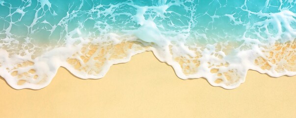 Obraz premium beautiful sandy beach and soft blue ocean wave, top view