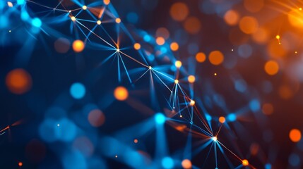 Futuristic blue geometric abstract technology background with glowing lines and digital network connections


