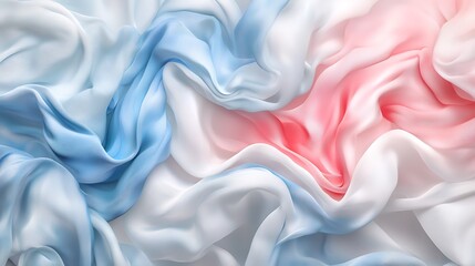 Draped pastel blue pink and white silk fabric