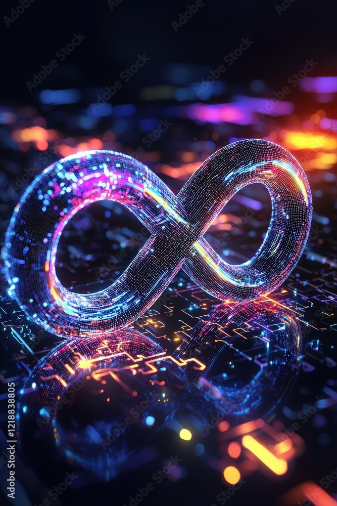 Aufkleber infinity loop glowing brightly with puzzle elements symbolizing endless creativity