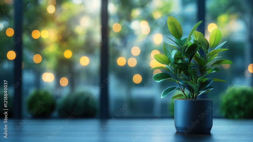 Poster modern indoor plant with blurred bokeh background creating a relaxing and aesthetic atmosphere in a 