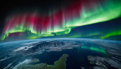 earth with aurora borealis