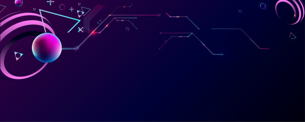 Dark retro futuristic cyberpunk elements abstraction background cosmos synthwave vaporwave retrowave glitch circle with blue and pink glows