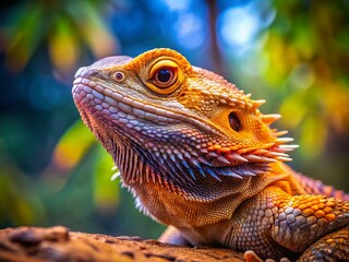 Obraz premium Bearded Dragon Lizard Walking Away Macro Photography