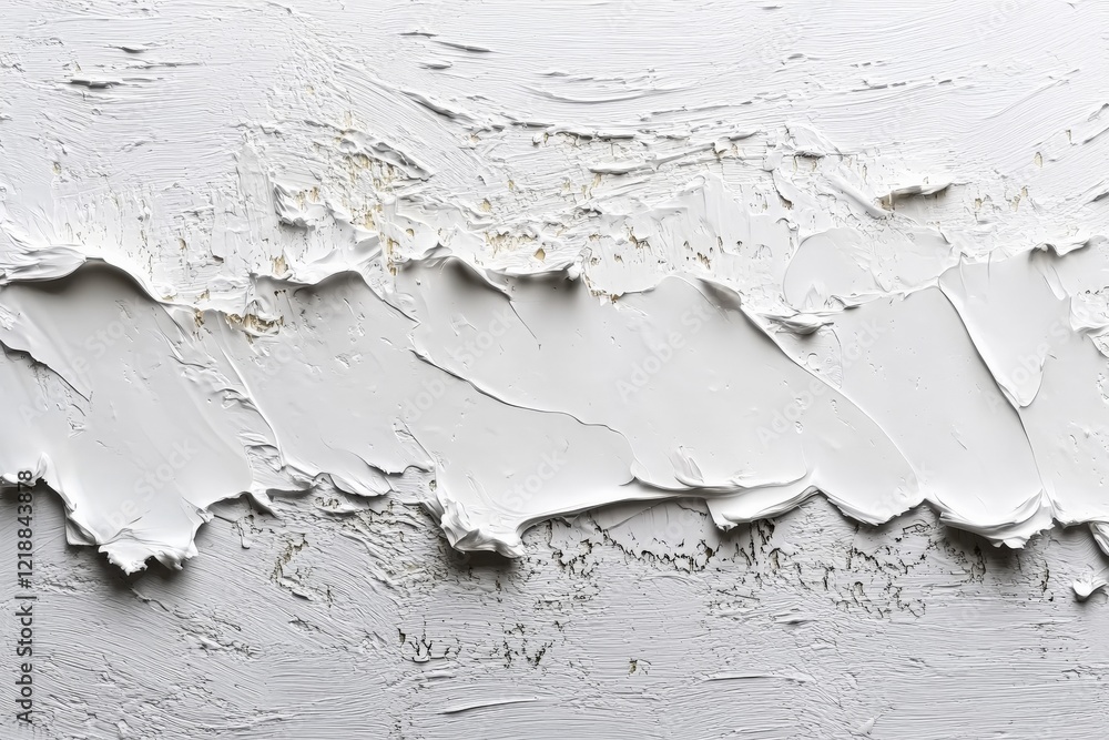 Poster white textured surface created by thick paint application on a canvas or wall with visible brush str